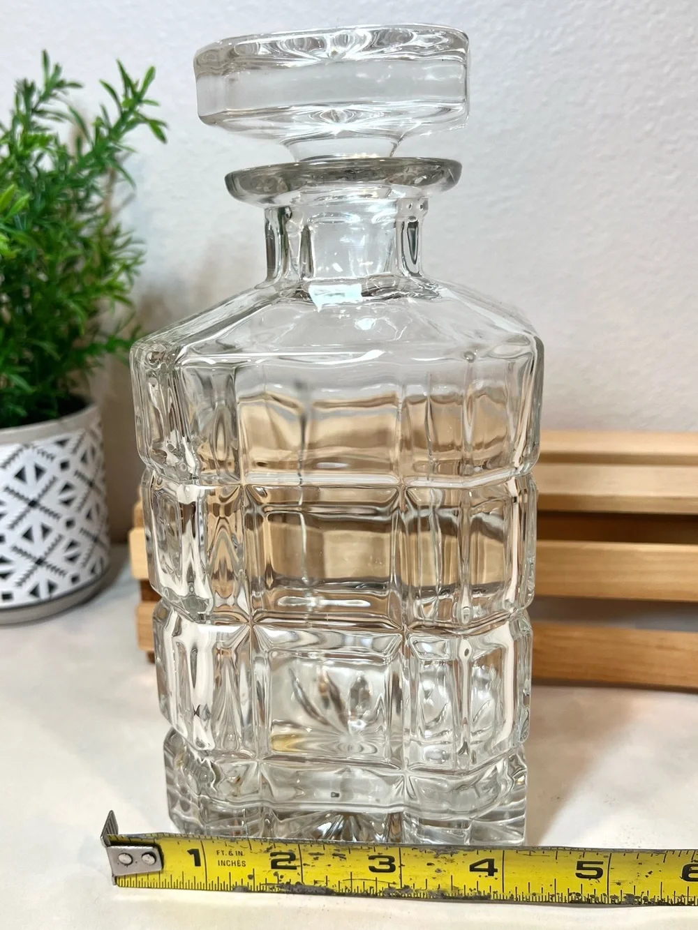 💥3/$50 Godinger “Aberdeen” 20 oz. Faceted Crystal Decanter w Matching Stopper